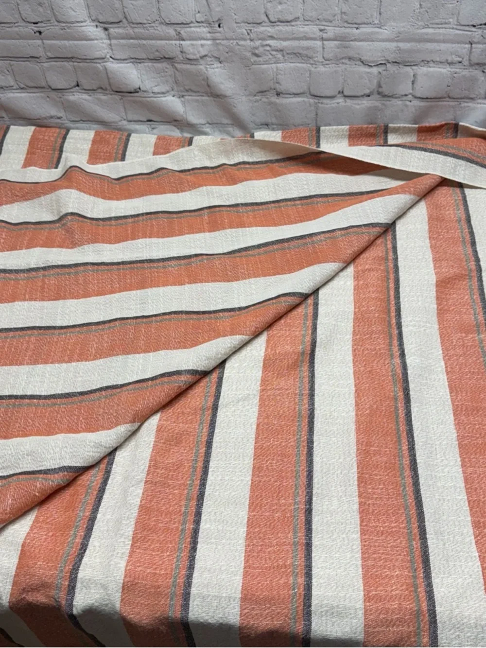 OOD & BIRD Striped Tassel Throw Blanket in Rust and Cream lightweight